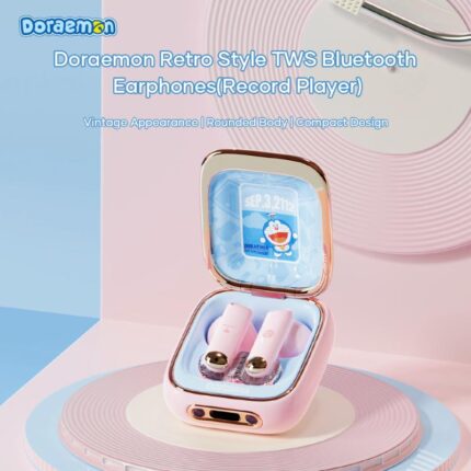 Doraemon Retro Style Vintage Record Player TWS Bluetooth Earphones