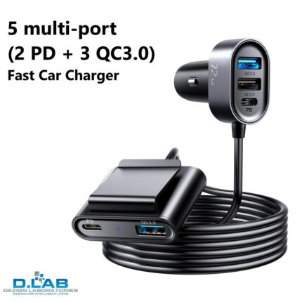5 multi-port (2 PD + 3 QC3.0) 72w fast car charger (JR-CL05)
