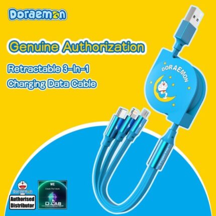 Doraemon Retractable 3-In-1 Charging Data Cable