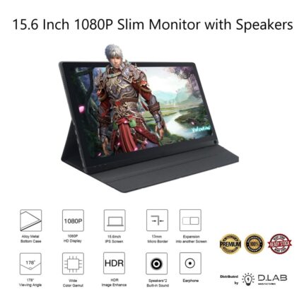 15.6 Inch 1080P USB C Portable Monitor with Twin Speakers