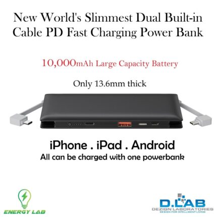 Slim Dual Built-in Cable PD Fast Charging Power Bank (W1092S)