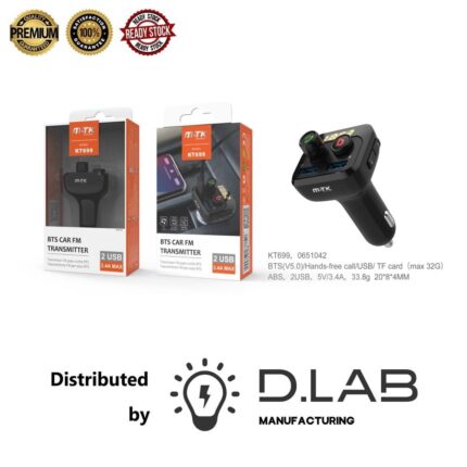 FM Transmitter with Mic and 2 USB Ports (KT699)