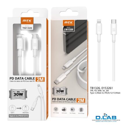 Type C to Lightning 30W PD Data 2m Cable (TB1326)