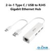 2-in-1 Type C / USB to RJ45 Gigabit Ethernet Hub (TR9174)