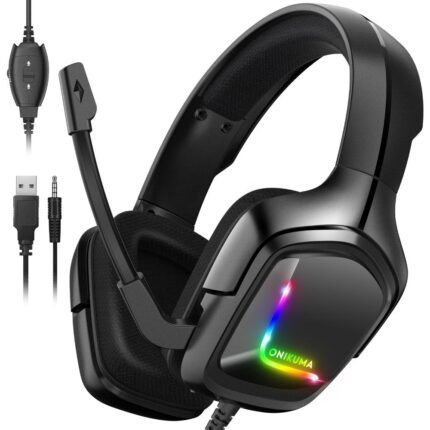 1 RGB LED Wired Stereo Gaming Headphones With Mic (K20)